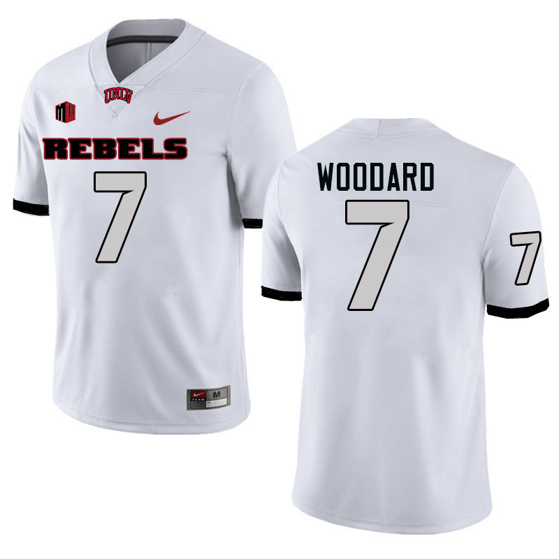 Men #7 Jackson Woodard UNLV Rebels College Football Jerseys Stitched-White